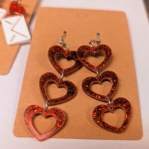Heart-Shaped Glitter Earrings